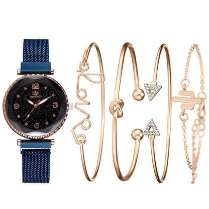 Women Watches Starry Sky Magnet Buckle Fashion Bracelet Wristwatch Roman Numeral Simple Clock Gift