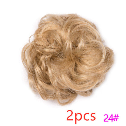 Europe, Japan, and South Korea popular hair bun fluffy natural drawstring curly hair ball head hair ring hair set female hair accessories chemical fiber hair