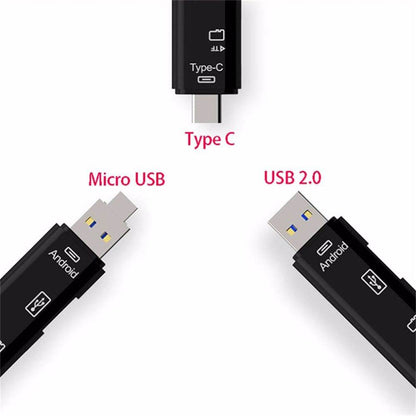 محول USB Type-C Micro USB إلى OTG Hub مع قارئ بطاقة TF