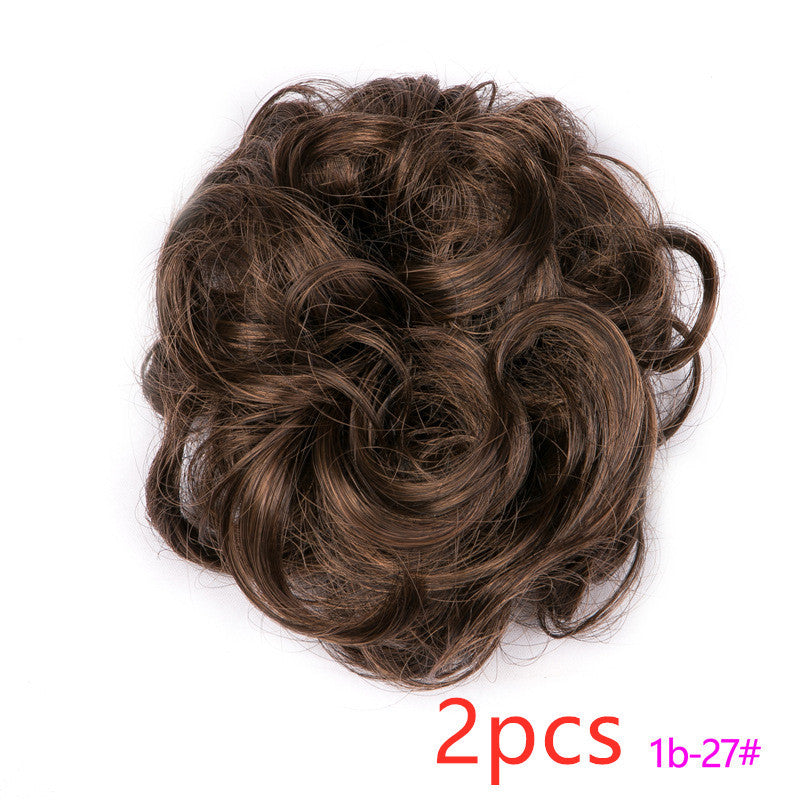 Europe, Japan, and South Korea popular hair bun fluffy natural drawstring curly hair ball head hair ring hair set female hair accessories chemical fiber hair