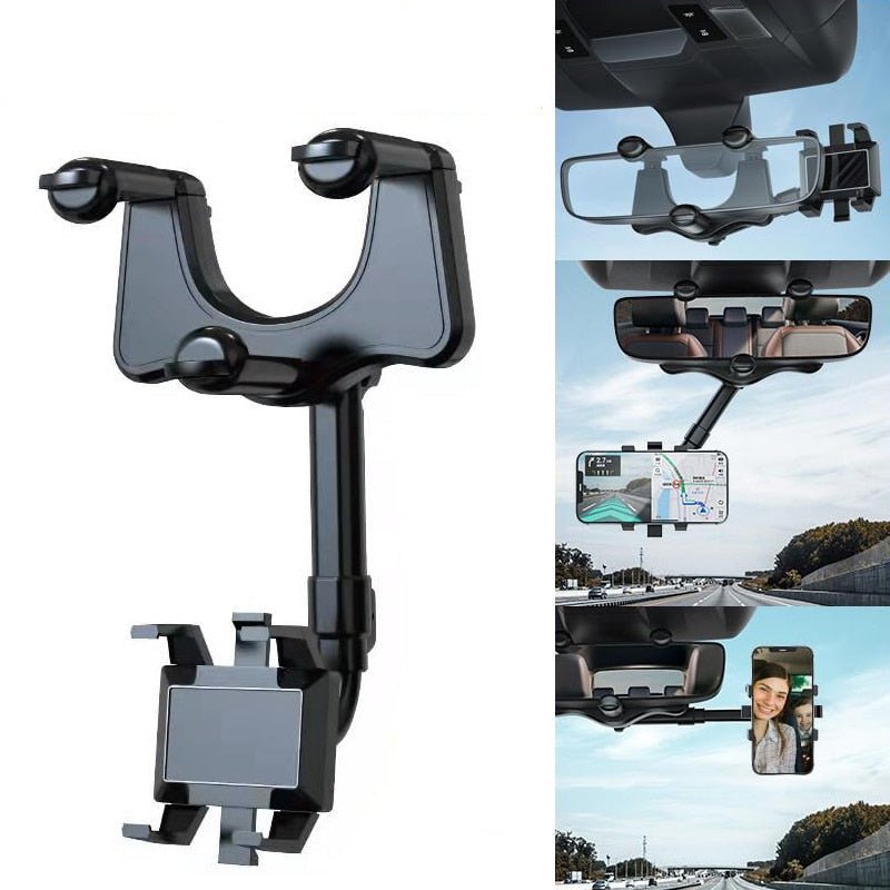 360° Rearview Mirror Phone Holder