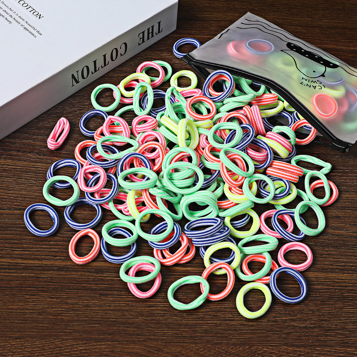 100 Bags Seamless Children's Towel Ring Braids Do Not Hurt Hair Candy Color Small Hair Ring High Elastic Rubber Band