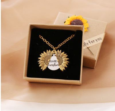 You Are My Sunshine Sunflower Necklace Women Men