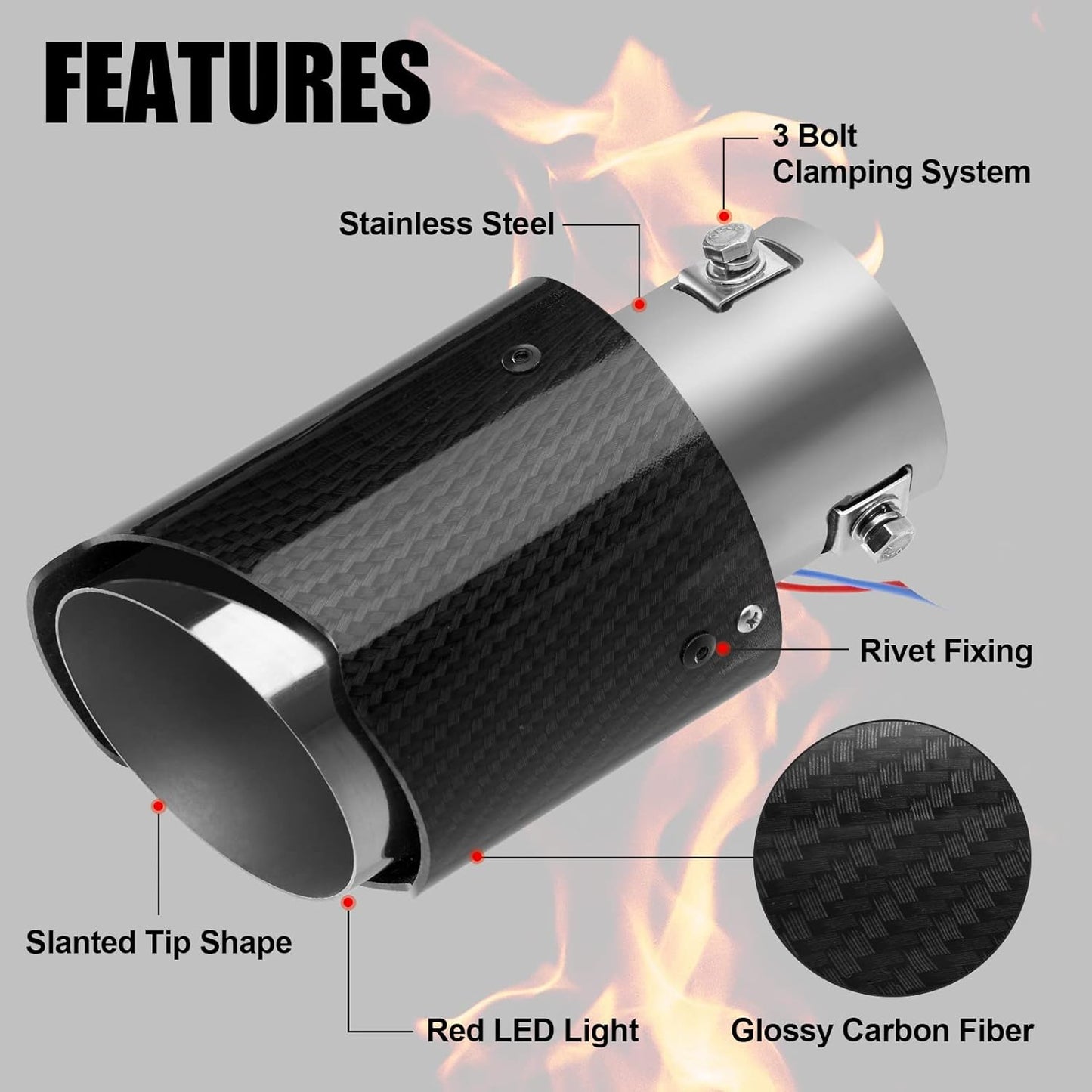 Universal led car exhaust pipe