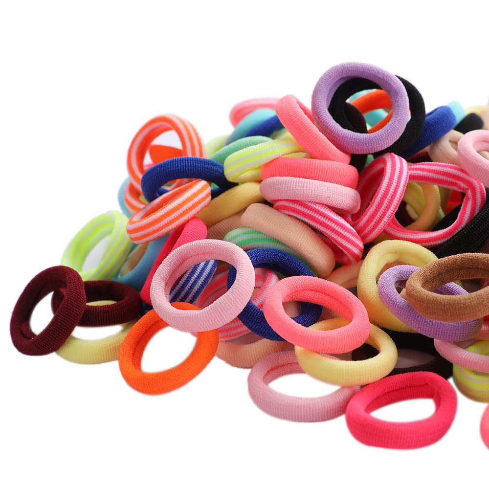 100 Bags Seamless Children's Towel Ring Braids Do Not Hurt Hair Candy Color Small Hair Ring High Elastic Rubber Band