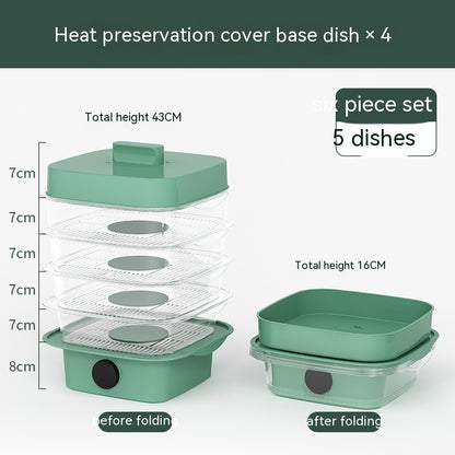 Multi-layer Dish Cover Heat Preservation Kitchen Cover Dining Table Leftover Storage Box Transparent Stack Cooking Hood Steamer