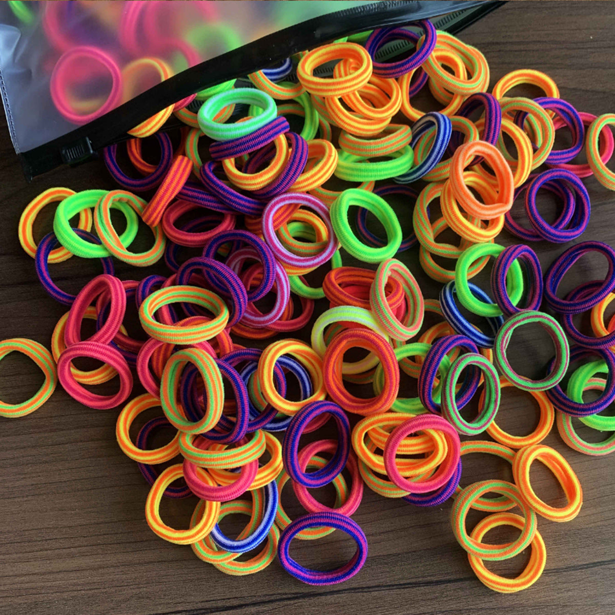 100 Bags Seamless Children's Towel Ring Braids Do Not Hurt Hair Candy Color Small Hair Ring High Elastic Rubber Band