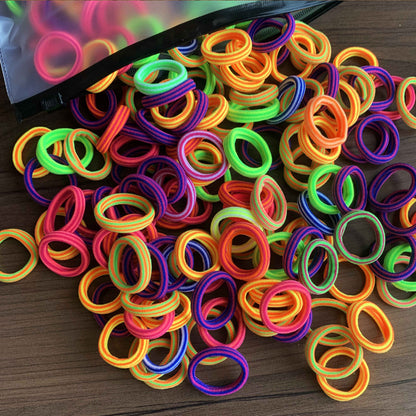 100 Bags Seamless Children's Towel Ring Braids Do Not Hurt Hair Candy Color Small Hair Ring High Elastic Rubber Band