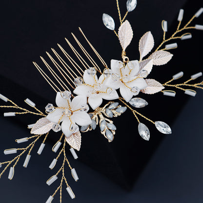 Bridal Jewelry Photography Photo Hair Accessories Flower Rhinestones Comb Handmade U-shaped