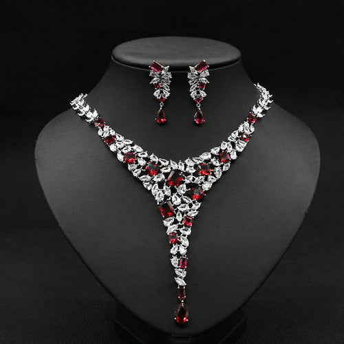 Colorful Zircon Necklace Set Wedding Dress Wedding Earring Accessories