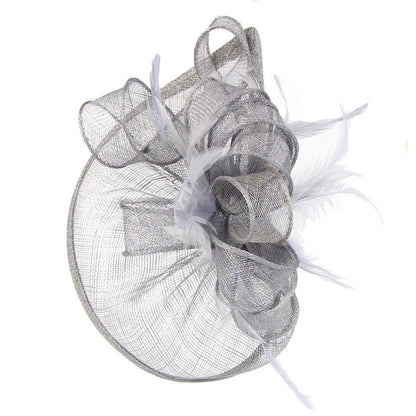 Hemp Yarn Banquet Net Top Hat Bridal Feather Hairpin