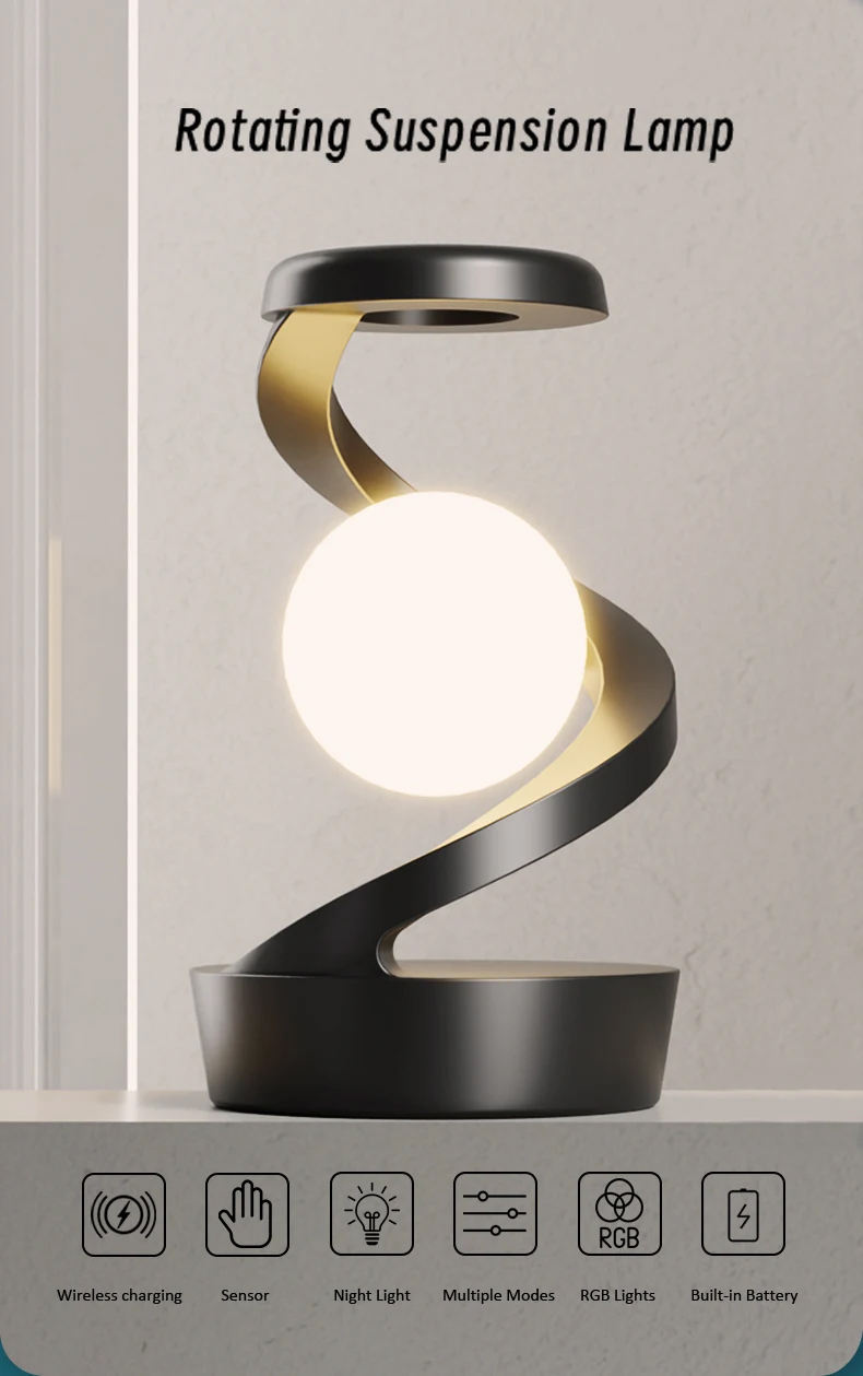 Rotating Moon Desk with Phone Wireless Charging