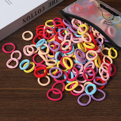 100 Bags Seamless Children's Towel Ring Braids Do Not Hurt Hair Candy Color Small Hair Ring High Elastic Rubber Band