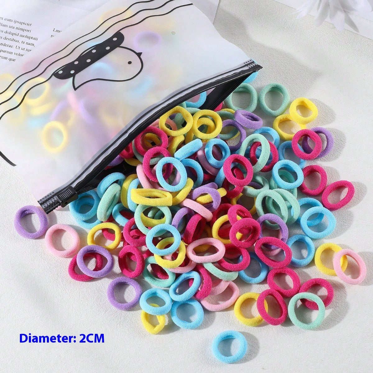 100 Bags Seamless Children's Towel Ring Braids Do Not Hurt Hair Candy Color Small Hair Ring High Elastic Rubber Band