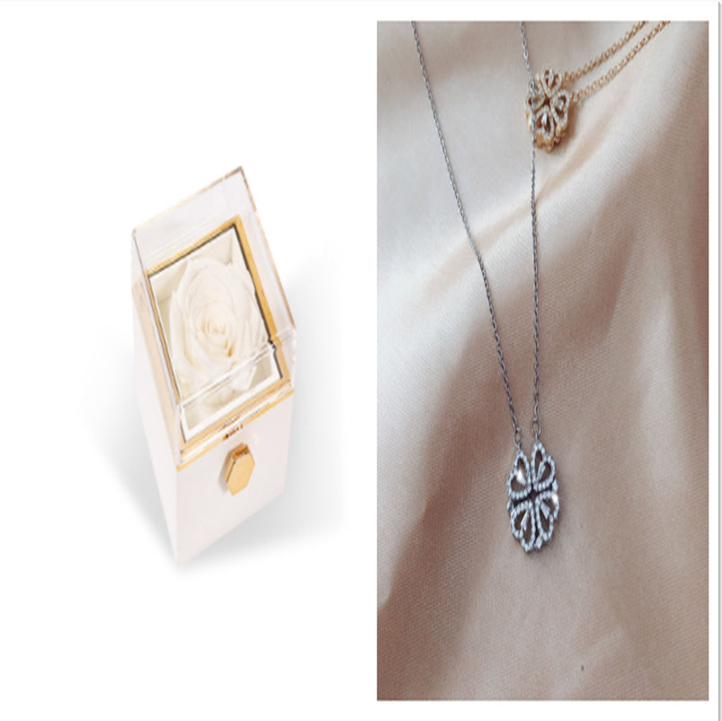 Explosive Style Detachable Deformed Four-leaf Clover Necklace For Women A Multi-wearing Zircon Small Love Short Clavicle Chain