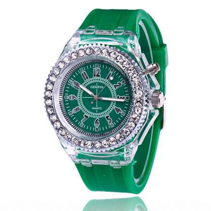 LED Luminous Watches Geneva Women Quartz Watch Women Ladies Silicone Bracelet Watches